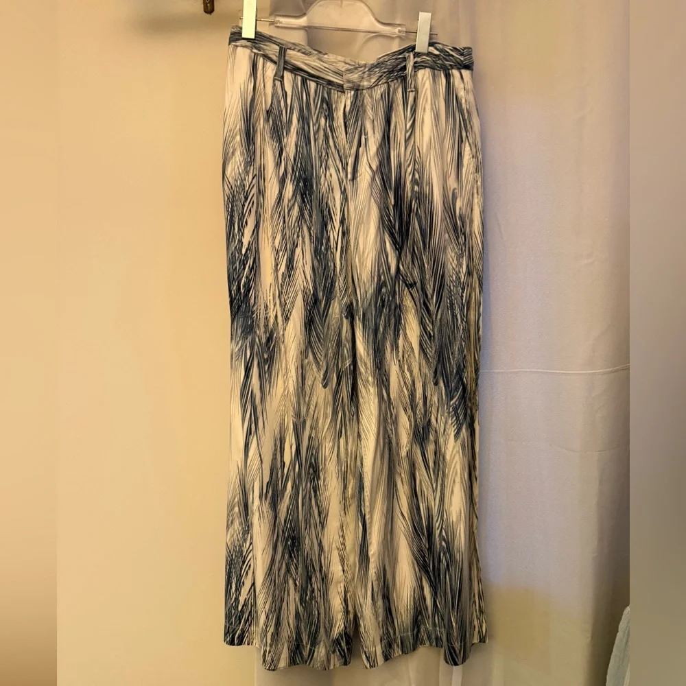 Free People Blue Patterned Wide-Leg Trousers sz 8
